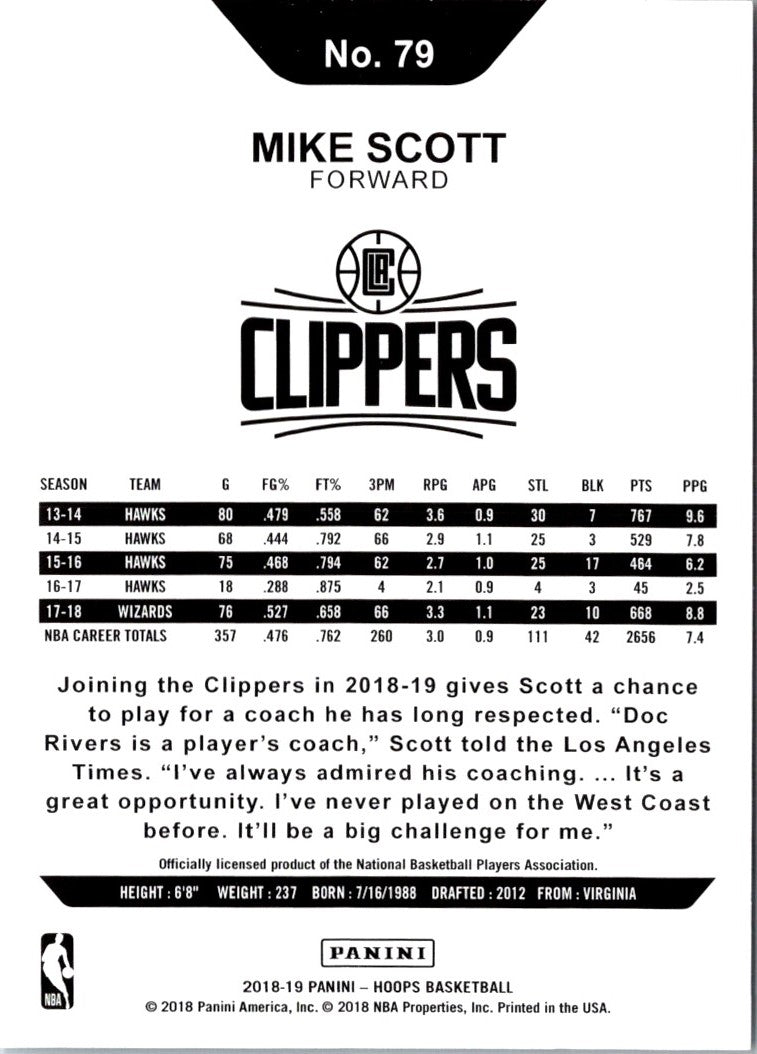 2018 Hoops Red Backs Mike Scott