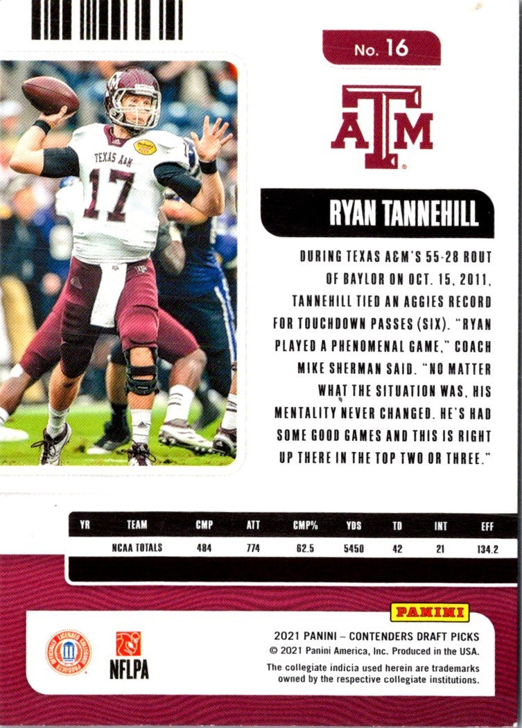 2021 Panini Contenders Draft Picks Ticket Ryan Tannehill