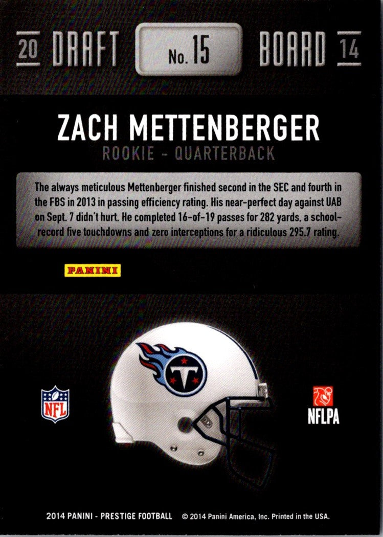 2014 Panini Prestige Draft Zach Mettenberger