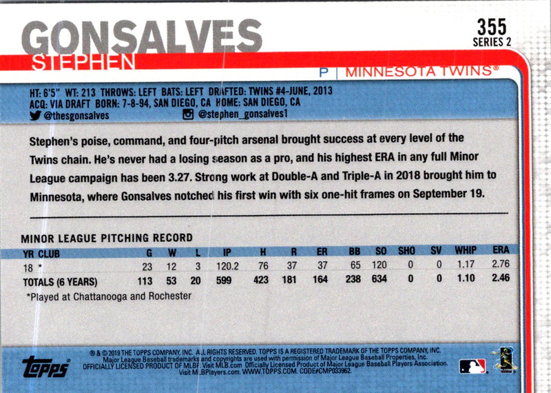 2019 Topps Stephen Gonsalves