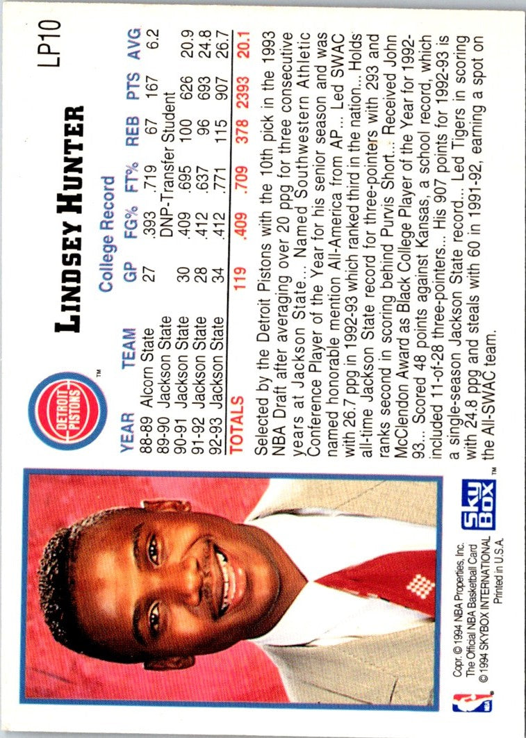 1993 Hoops Draft Redemption Lindsey Hunter