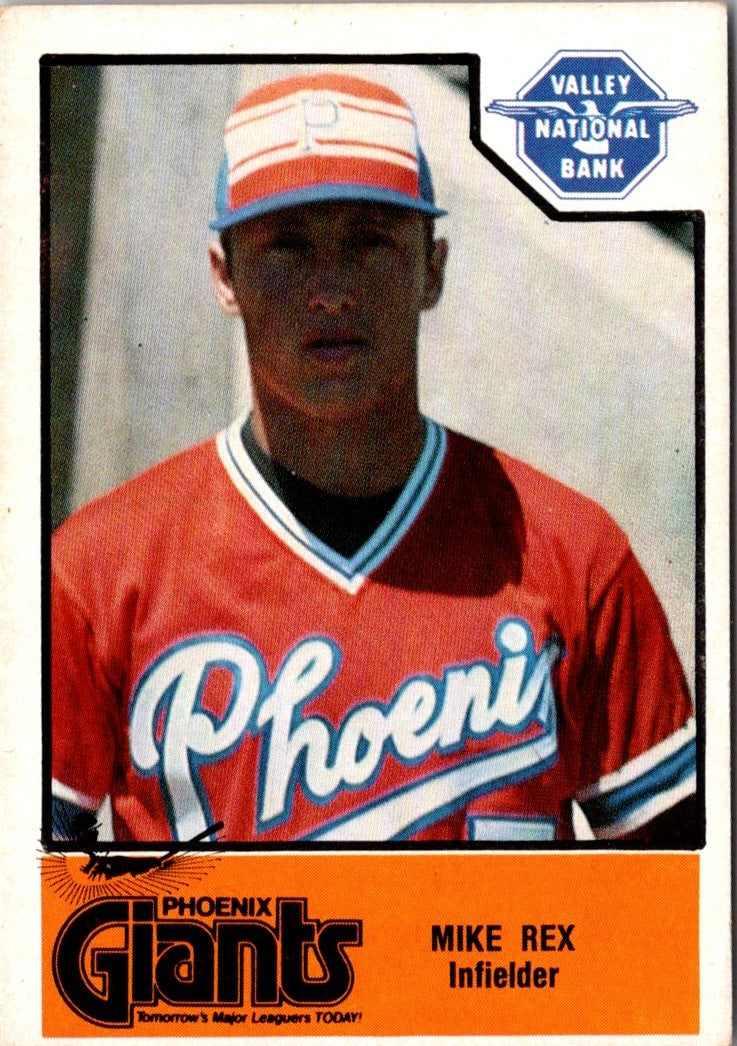 1979 Cramer Valley National Bank Phoenix Giants Mike Rex