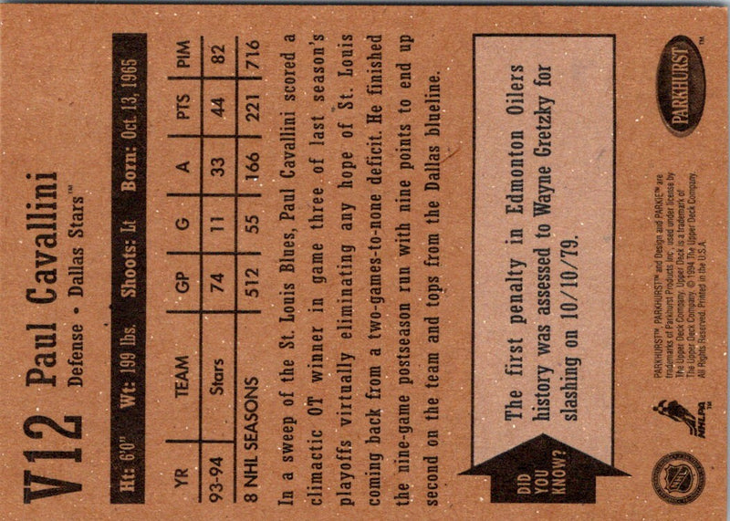 1994 Parkhurst Vintage Paul Cavallini