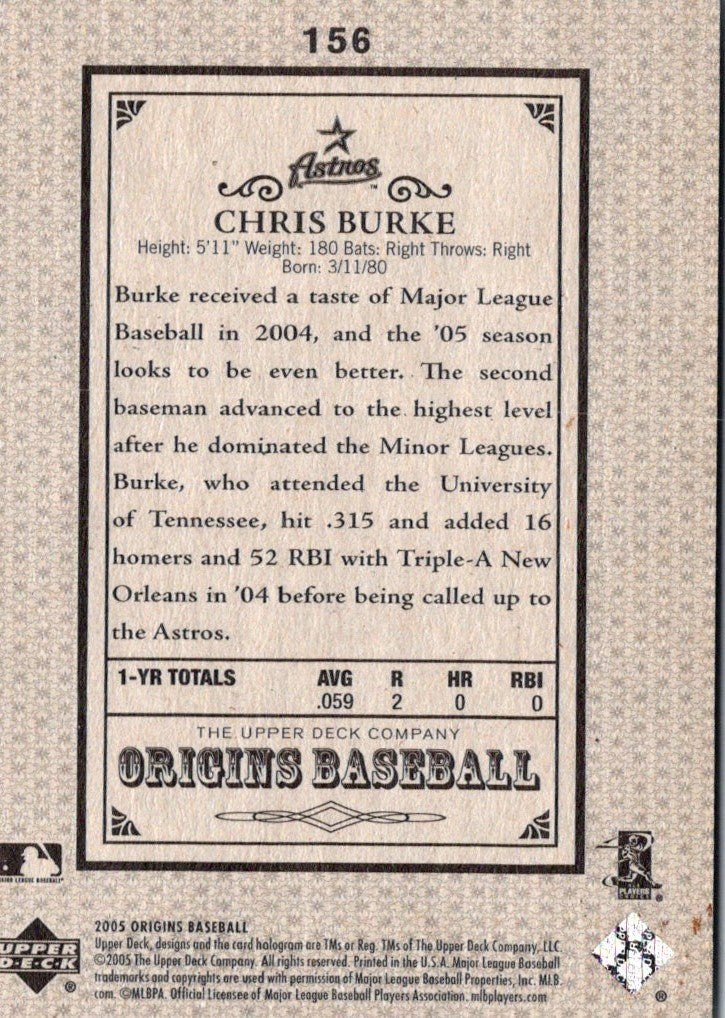 2005 UD Origins Old Judge Chris Burke