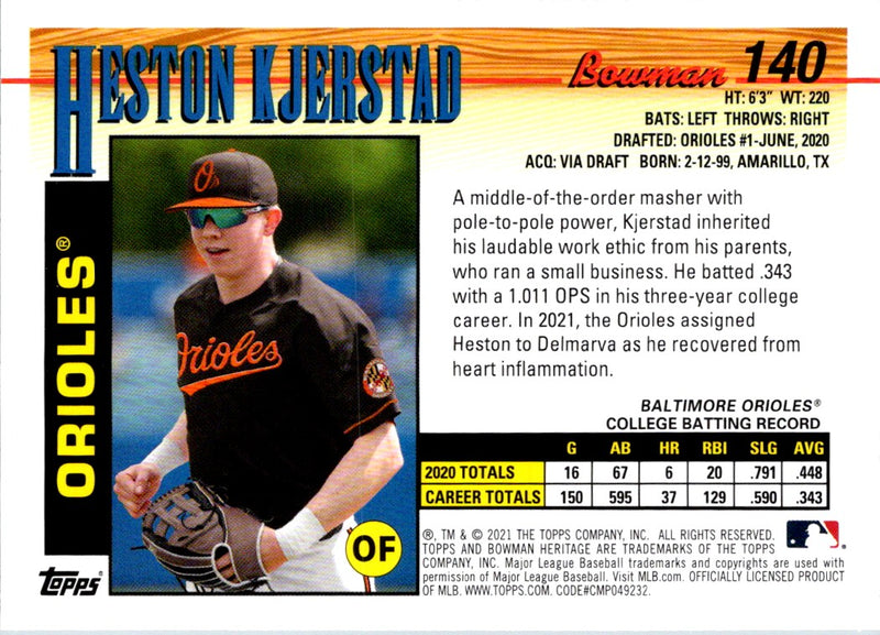 2021 Bowman Heritage Heston Kjerstad