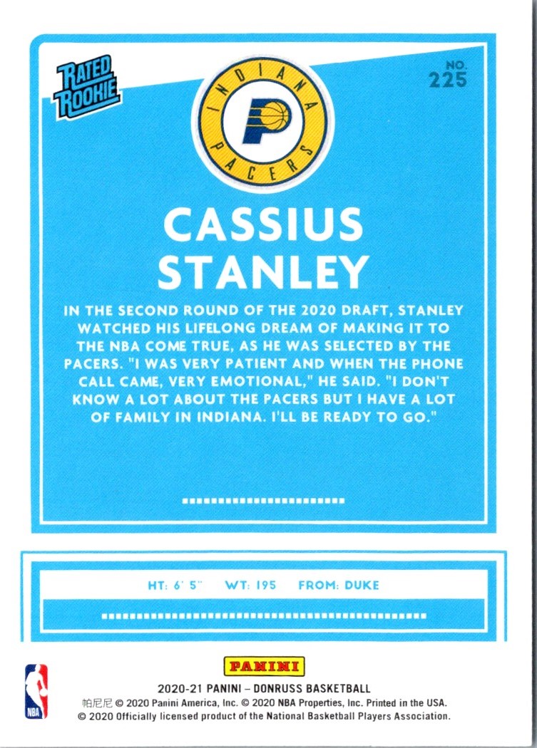 2020 Donruss Rated Rookies Cassius Stanley