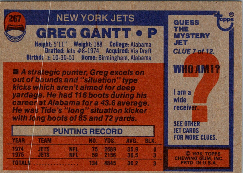 1976 Topps Greg Gantt