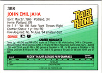 1992 Donruss John Jaha #398 Rookie