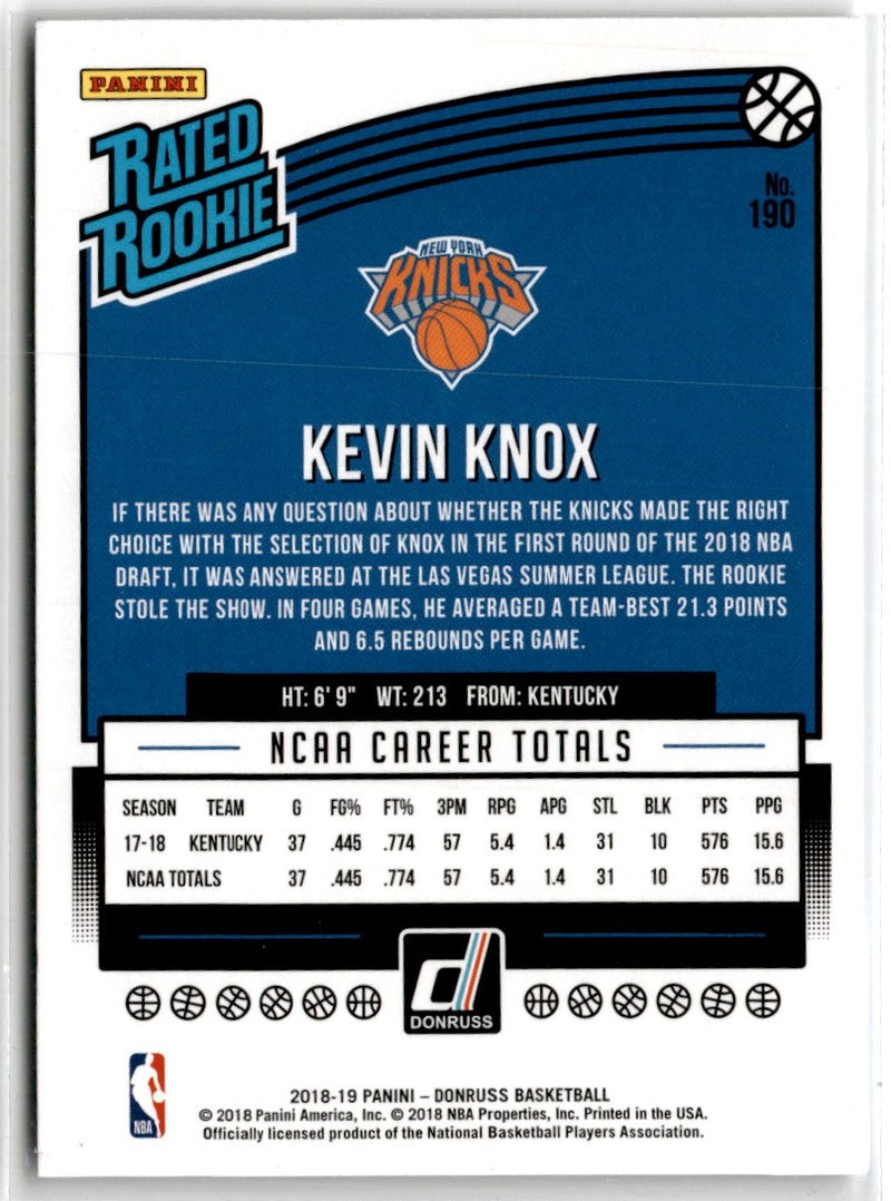 2018 Donruss Optic Blue Velocity Kevin Knox