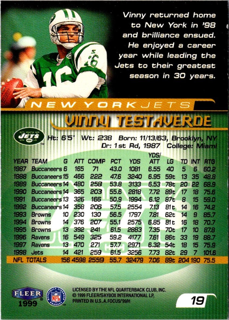 1999 Fleer Focus Vinny Testaverde