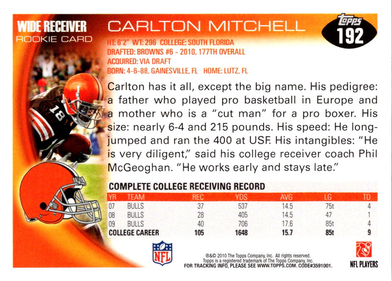 2010 Topps Carlton Mitchell
