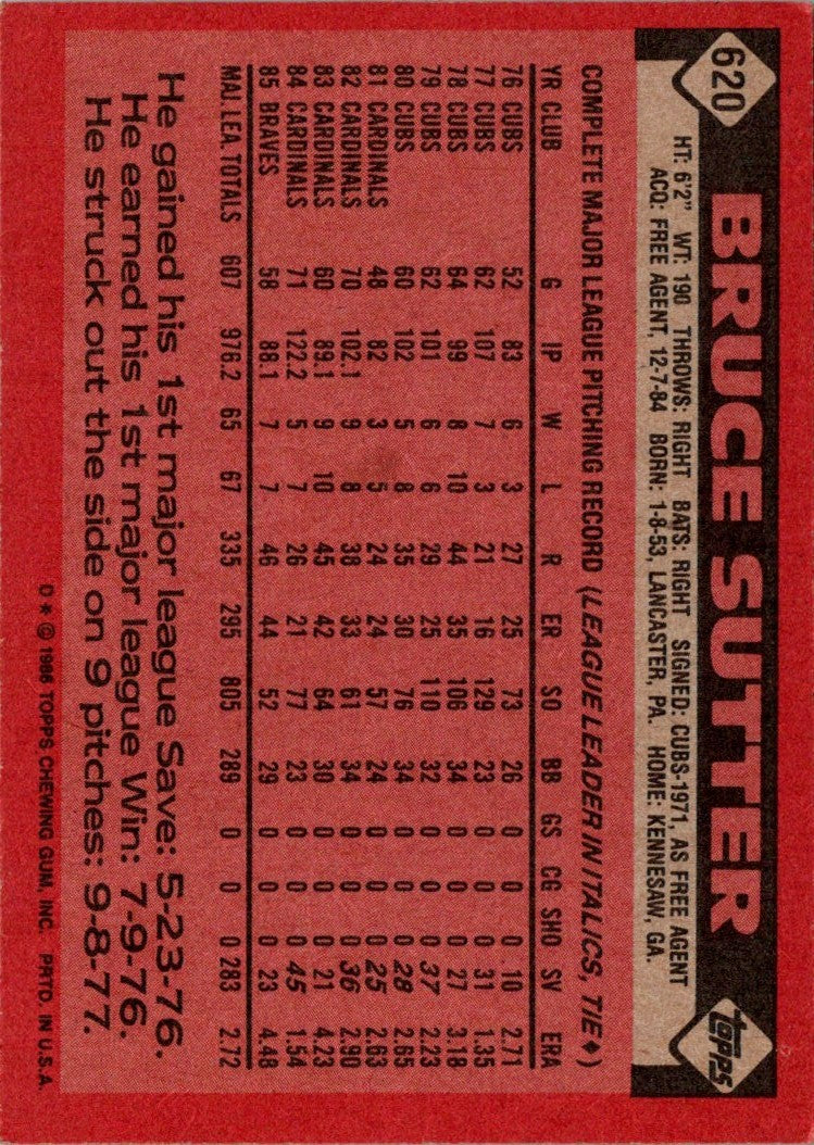 1986 Topps Bruce Sutter