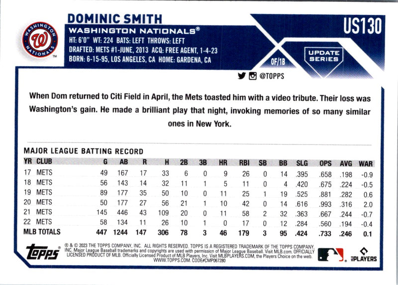 2023 Topps Update Dominic Smith