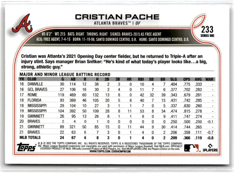 2022 Topps Cristian Pache