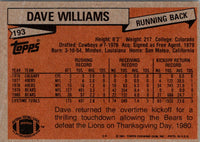 1981 Topps Dave Williams #193 Rookie