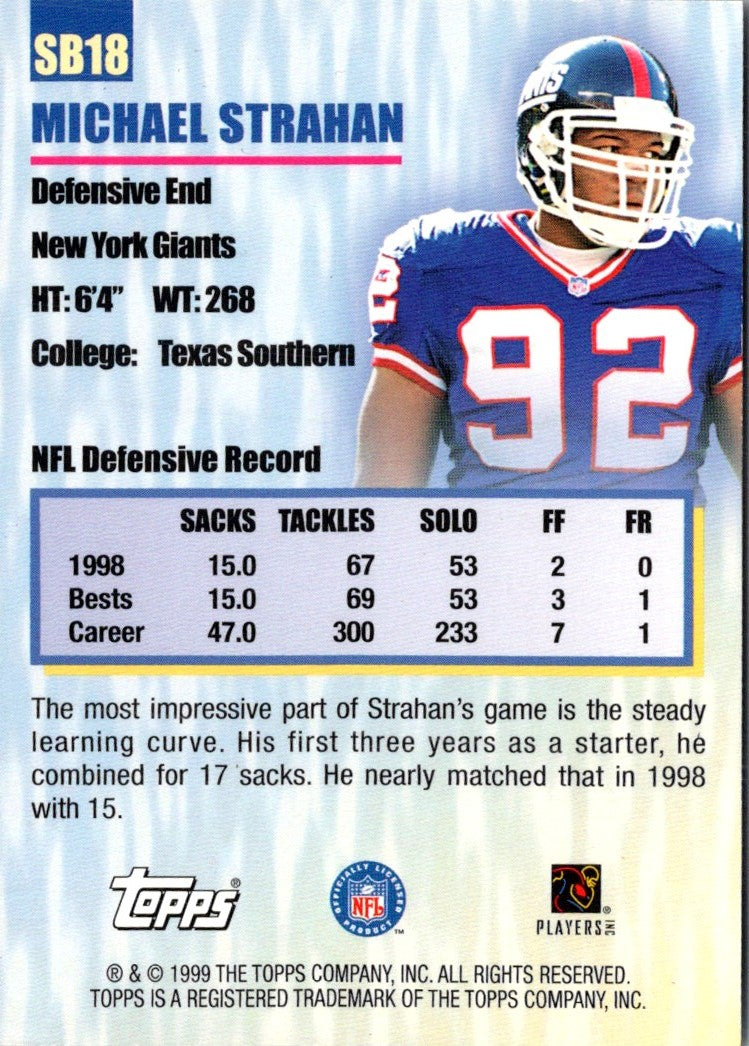 1999 Topps Season's Best Michael Strahan