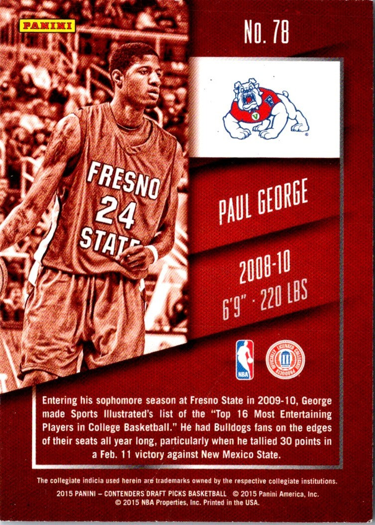 2015 Panini Contenders Draft Picks Paul George