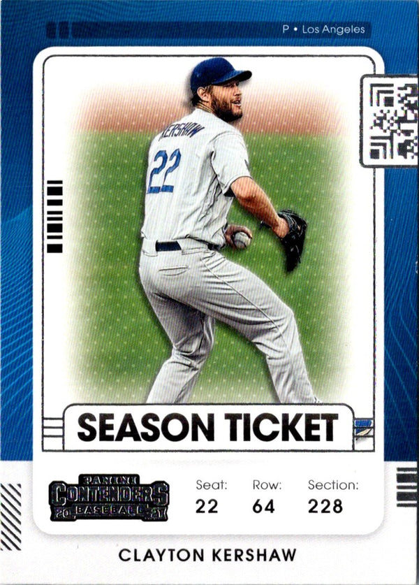 2021 Panini Contenders Blue Clayton Kershaw #3