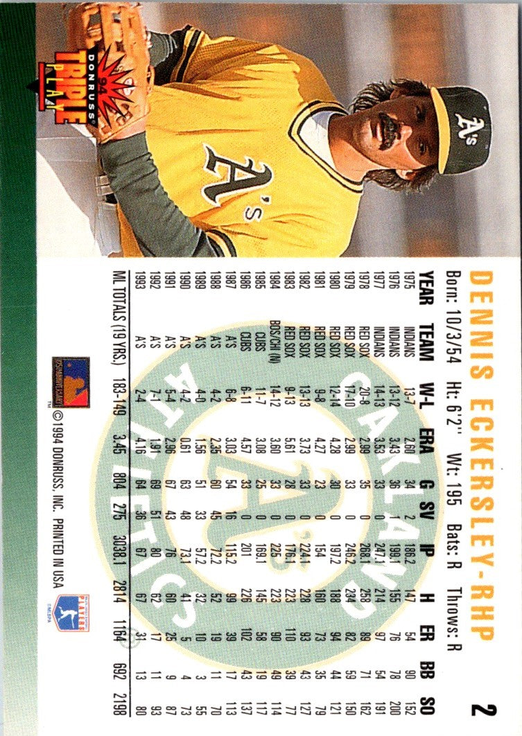 1994 Triple Play Dennis Eckersley