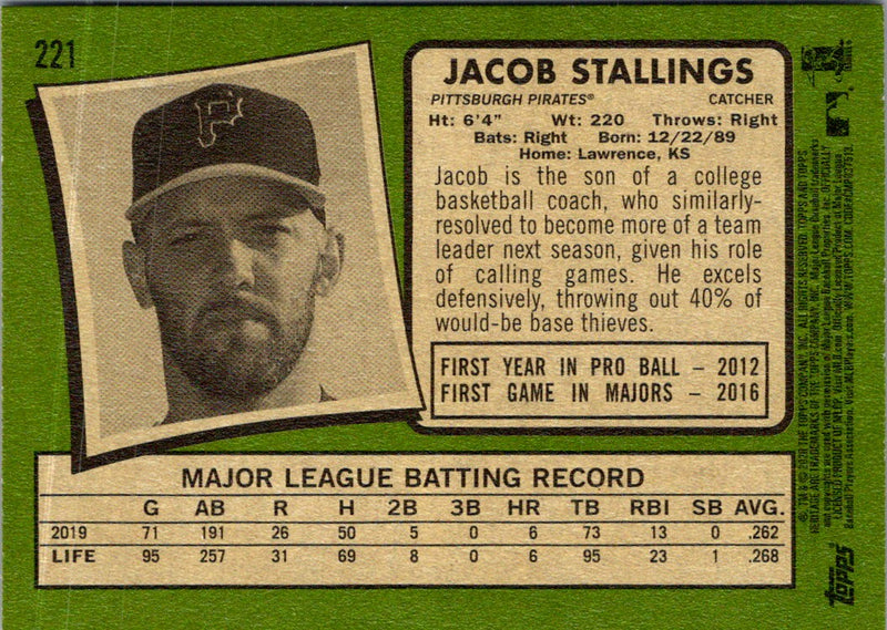 2020 Topps Heritage Jacob Stallings