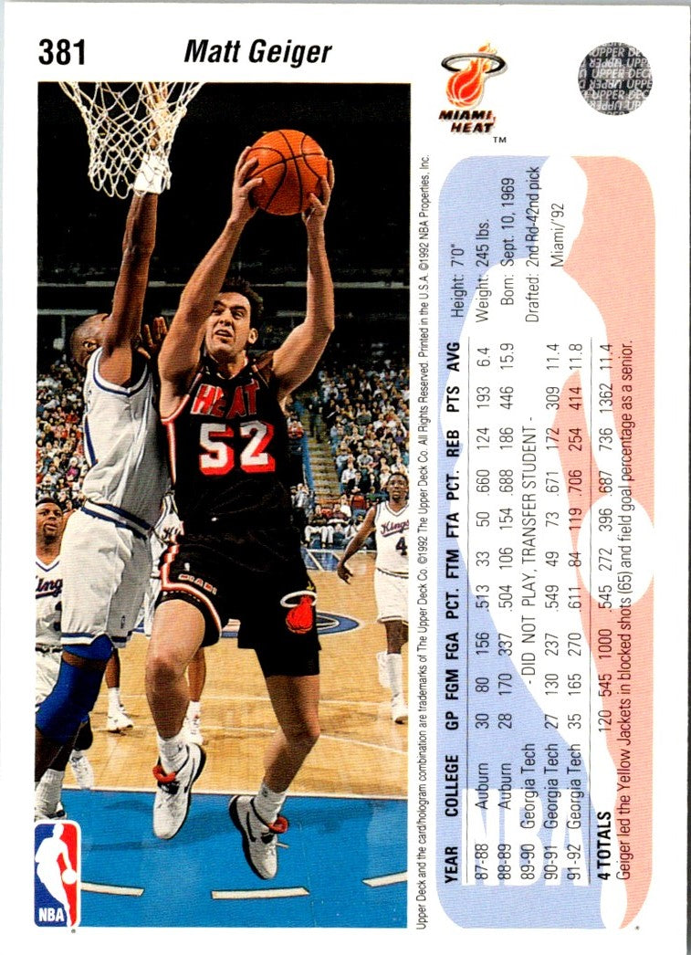 1992 Upper Deck Matt Geiger