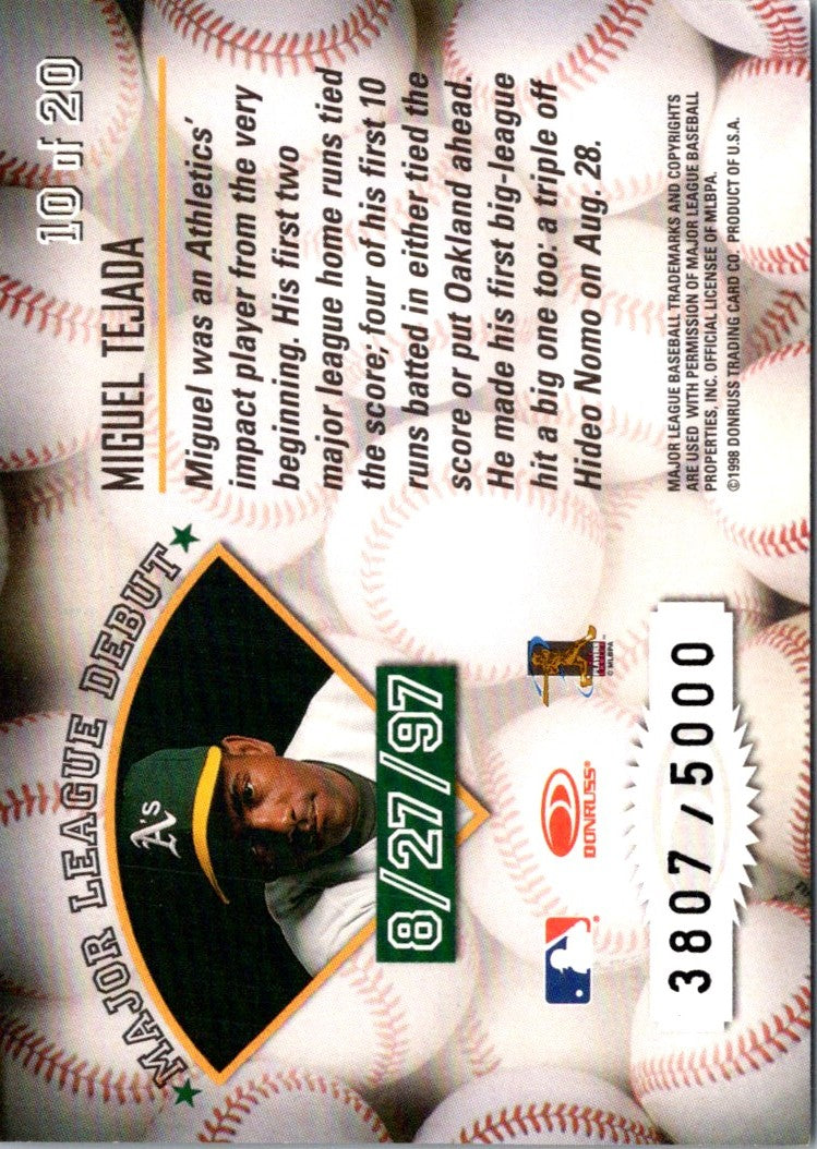 1998 Leaf Rookies & Stars Freshman Orientation Miguel Tejada