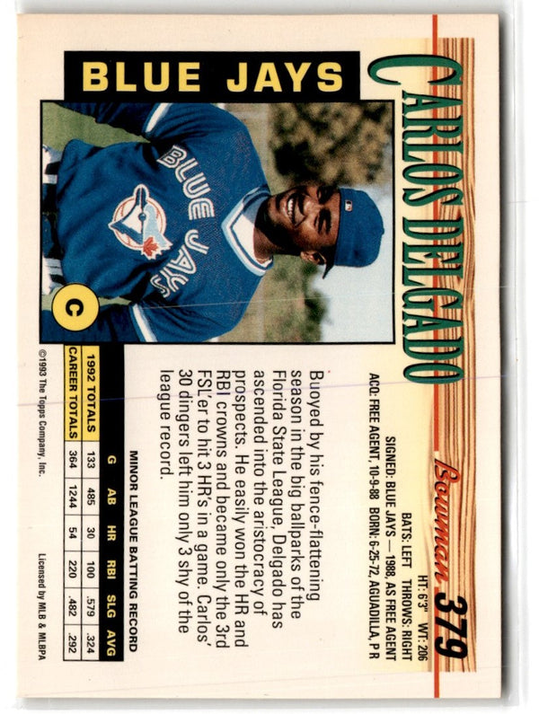 1993 Bowman Carlos Delgado #379