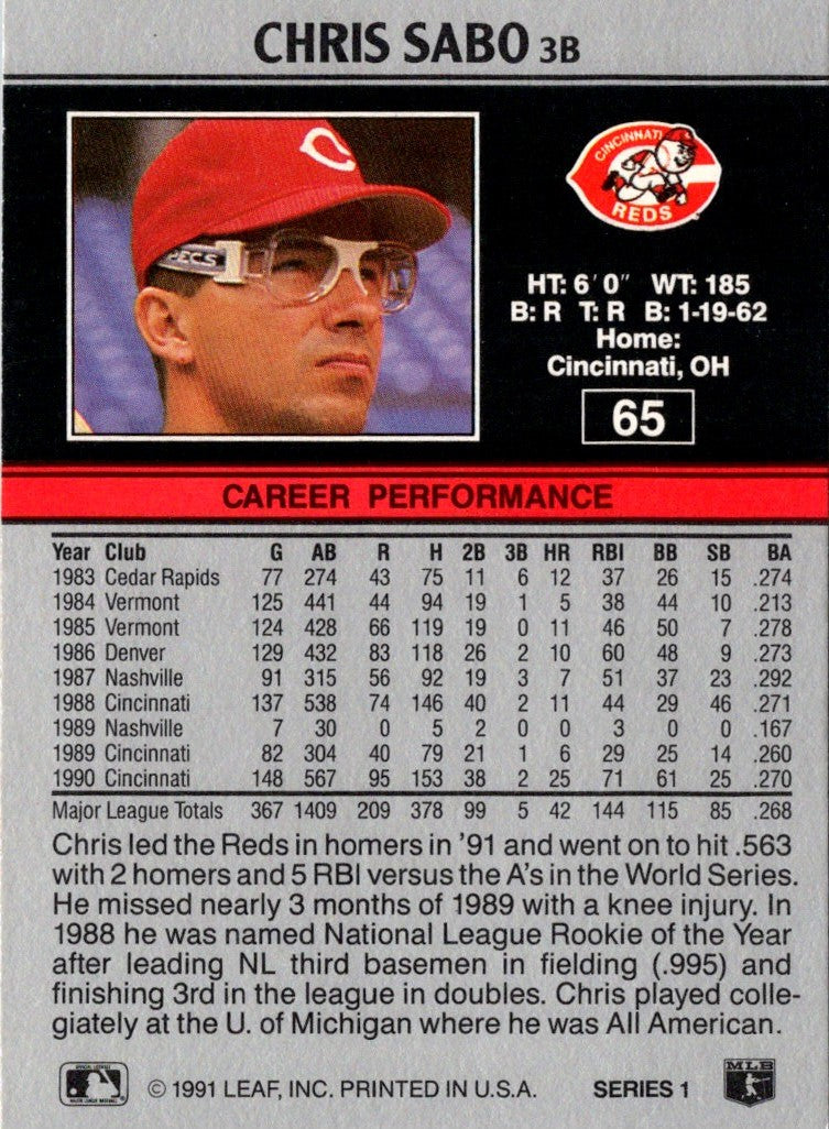 1991 Leaf Chris Sabo