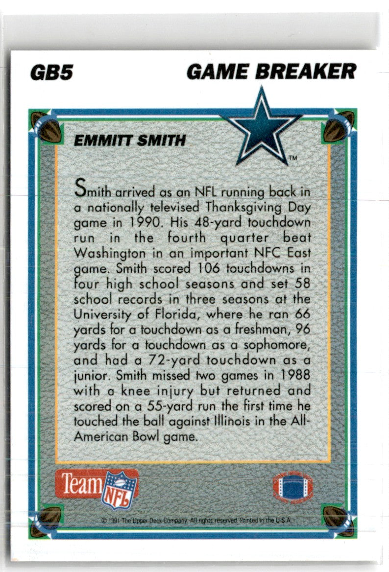 1991 Upper Deck Game Breaker Holograms Emmitt Smith