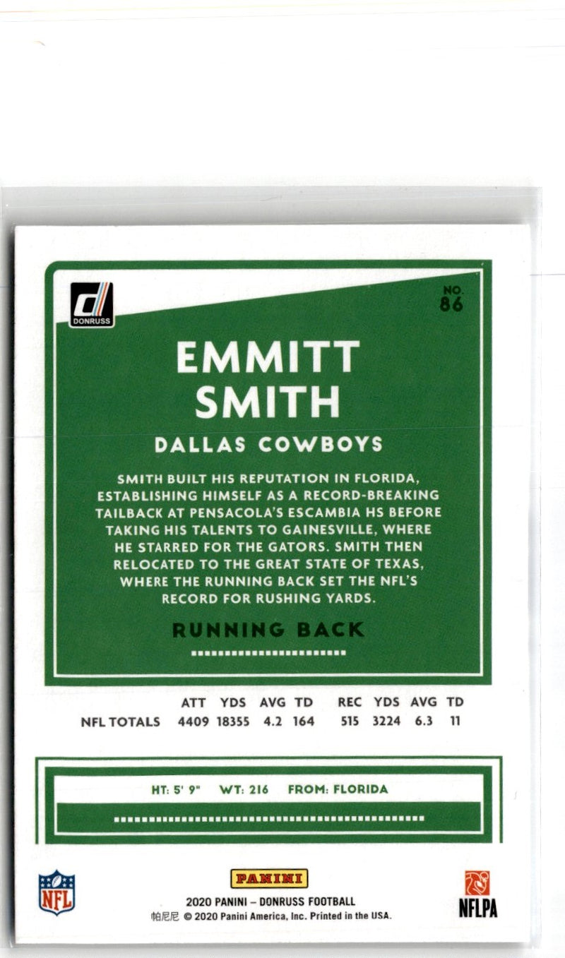 2020 Donruss Press Proofs Blue Emmitt Smith