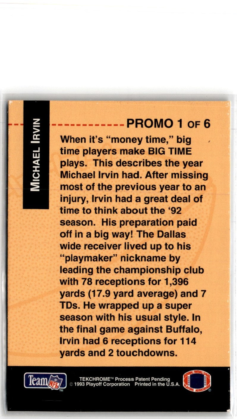 1993 Playoff Promo Inserts Michael Irvin