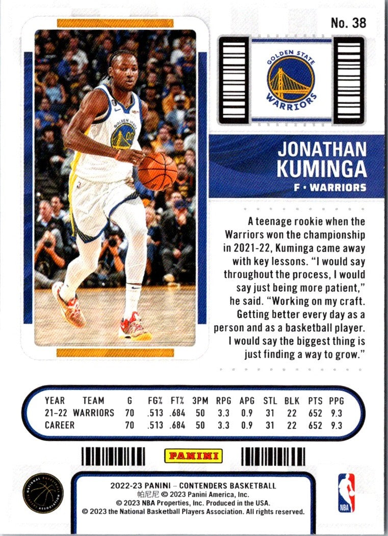 2022 Panini Contenders Season Ticket Jonathan Kuminga