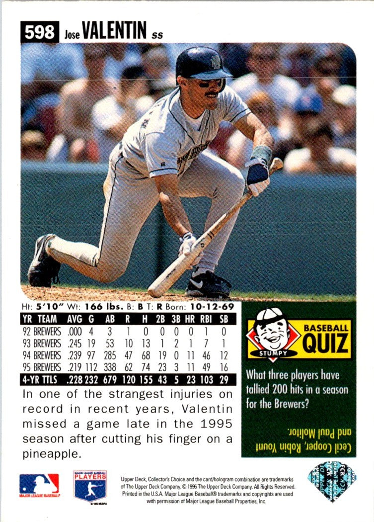 1996 Collector's Choice Silver Signature Jose Valentin