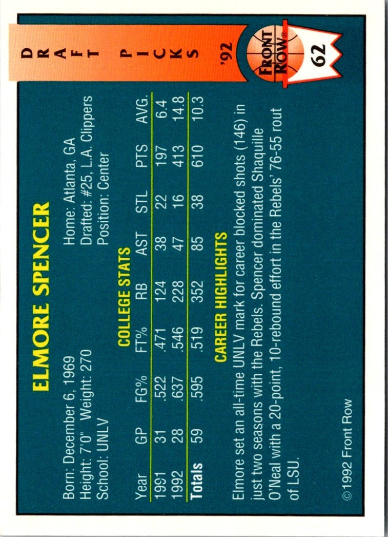 1992 Front Row Draft Picks Elmore Spencer