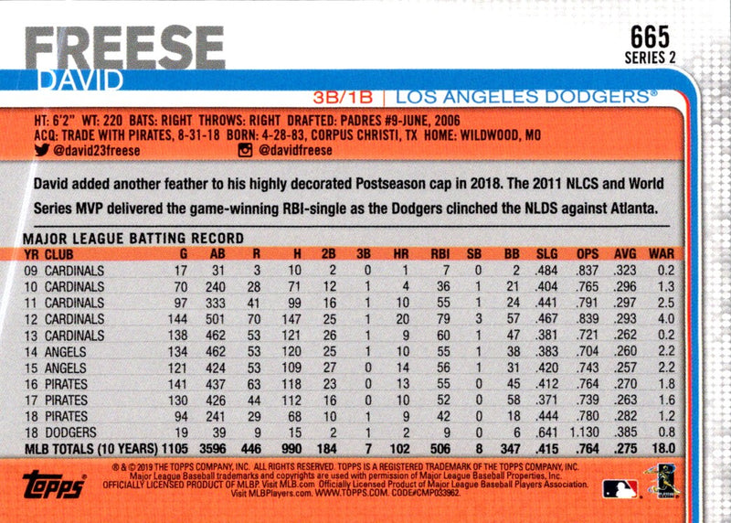 2019 Topps David Freese