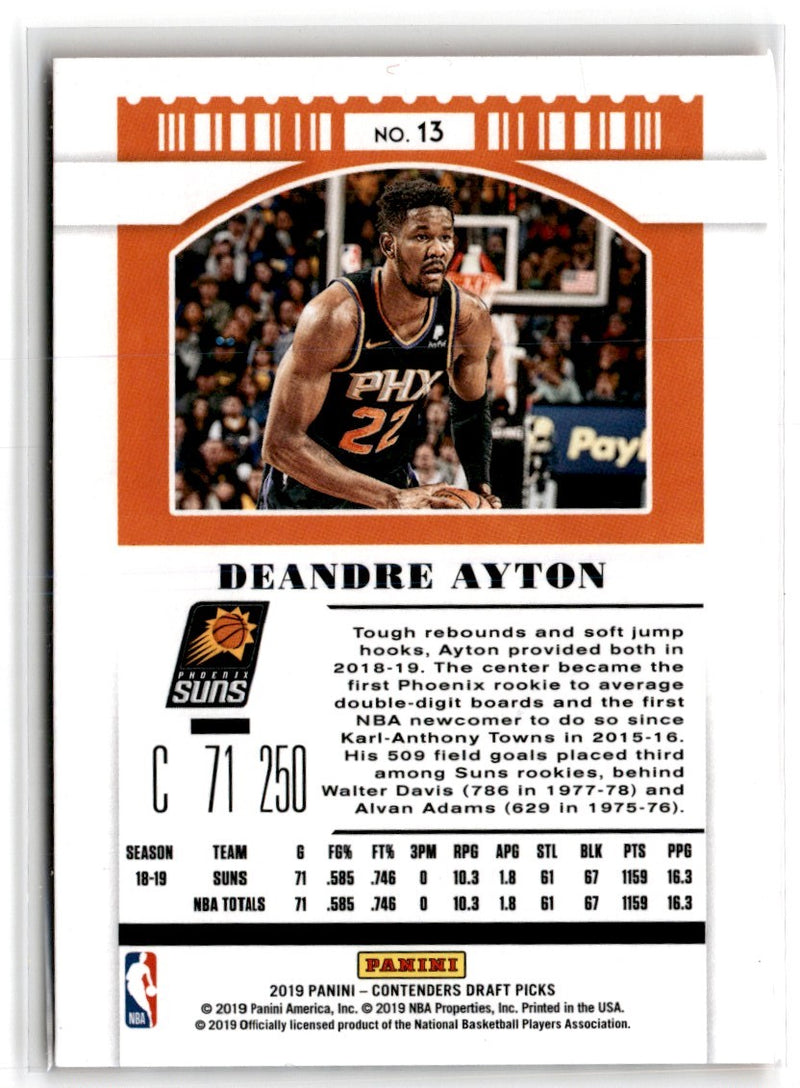 2019 Panini Contenders Draft Picks Ticket Foil Deandre Ayton