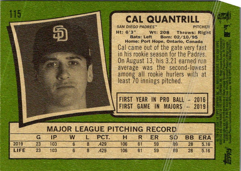 2020 Topps Heritage Cal Quantrill