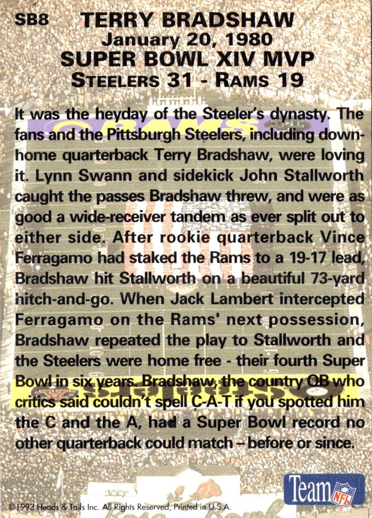 1993 Heads & Tails SB XXVII Terry Bradshaw