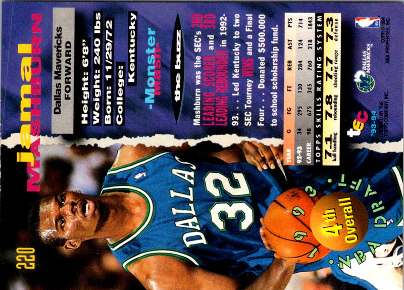 1993 Stadium Club Members Only Jamal Mashburn