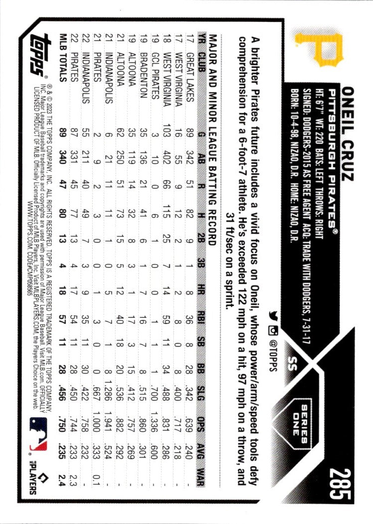 2023 Topps Oneil Cruz