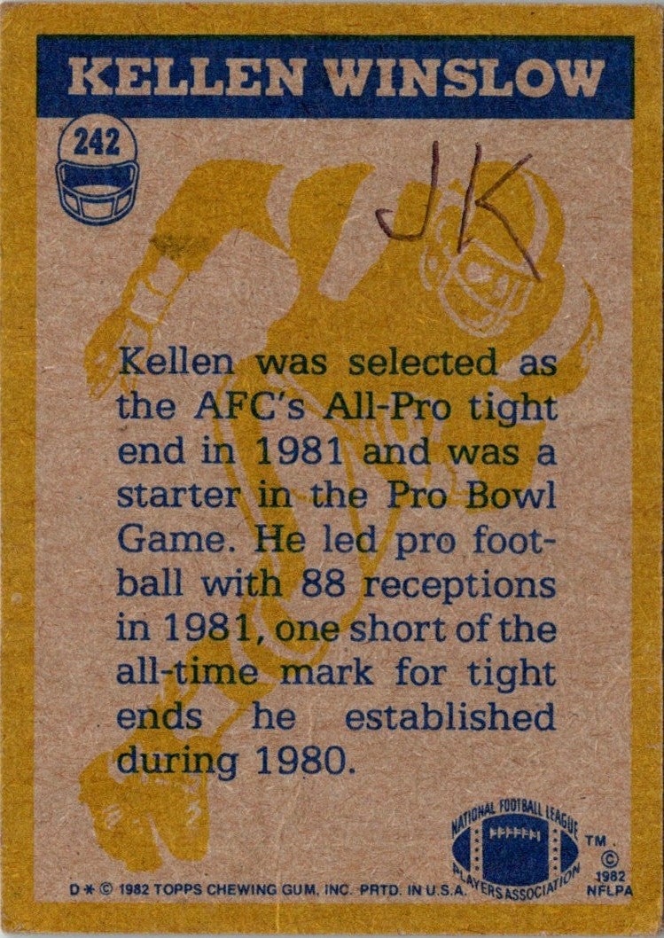 1982 Topps Kellen Winslow