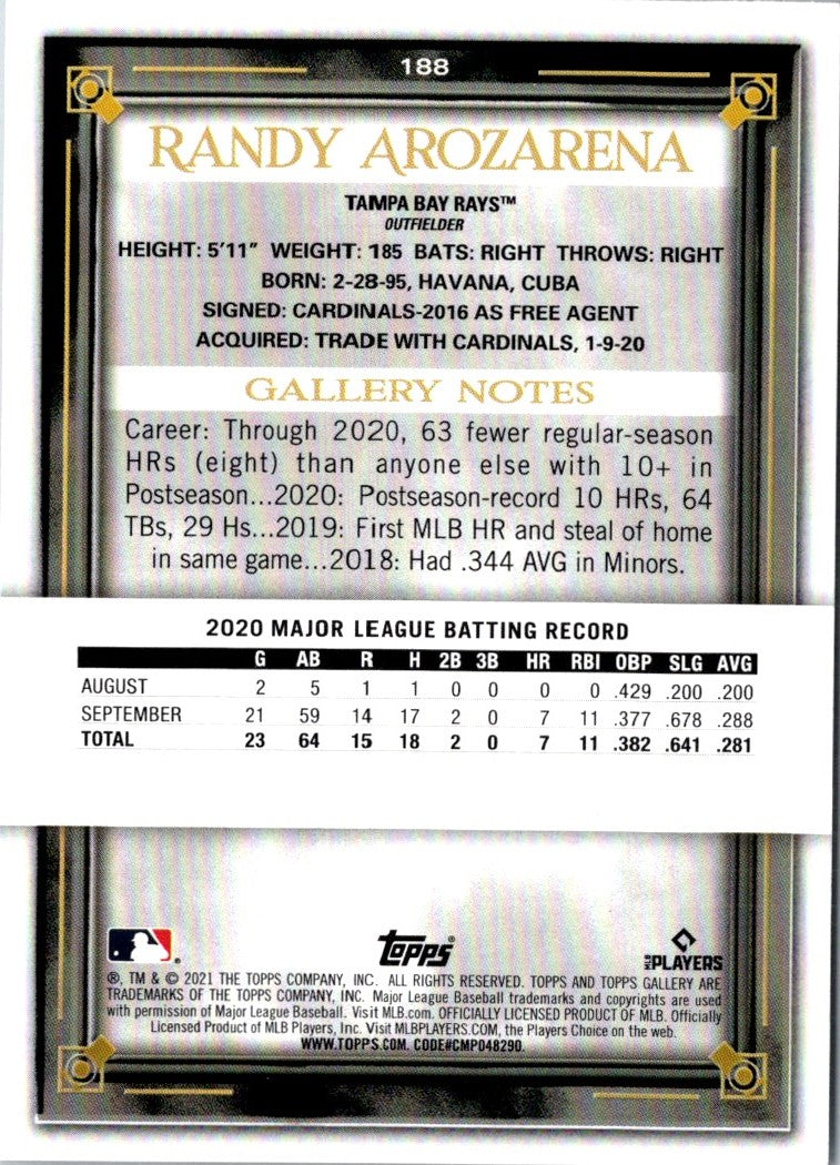 2021 Topps Gallery Randy Arozarena