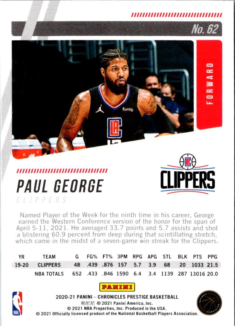 2020 Panini Chronicles Paul George