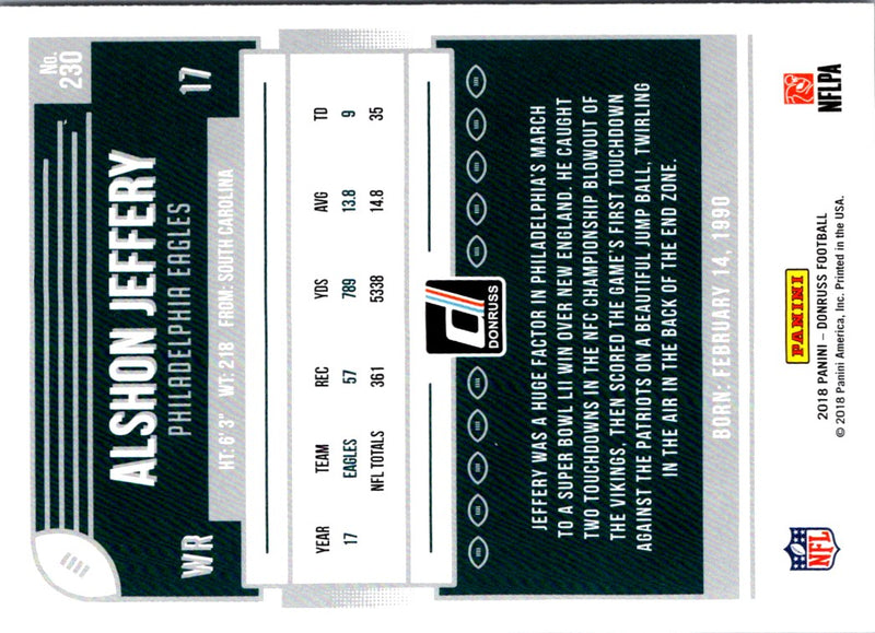 2018 Donruss Alshon Jeffery
