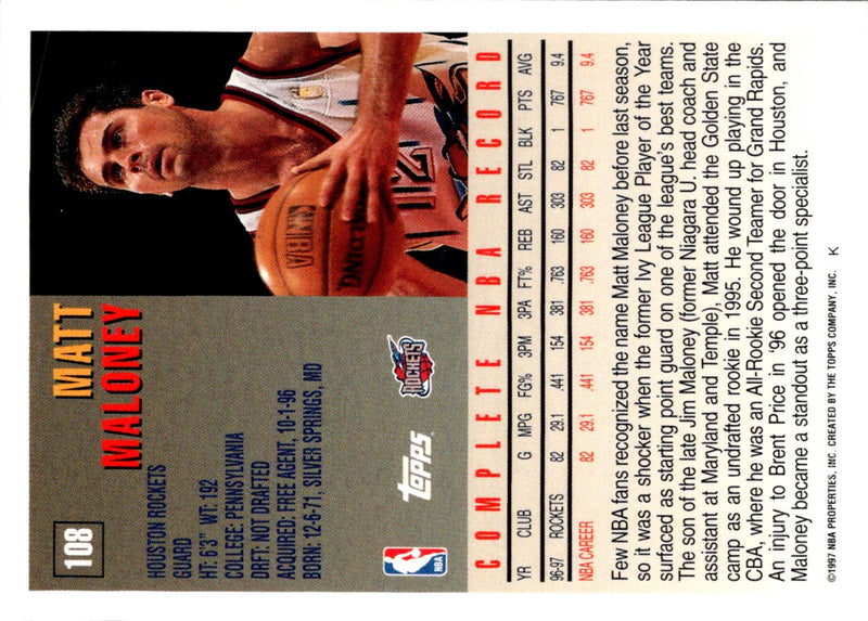 1997 Topps Matt Maloney