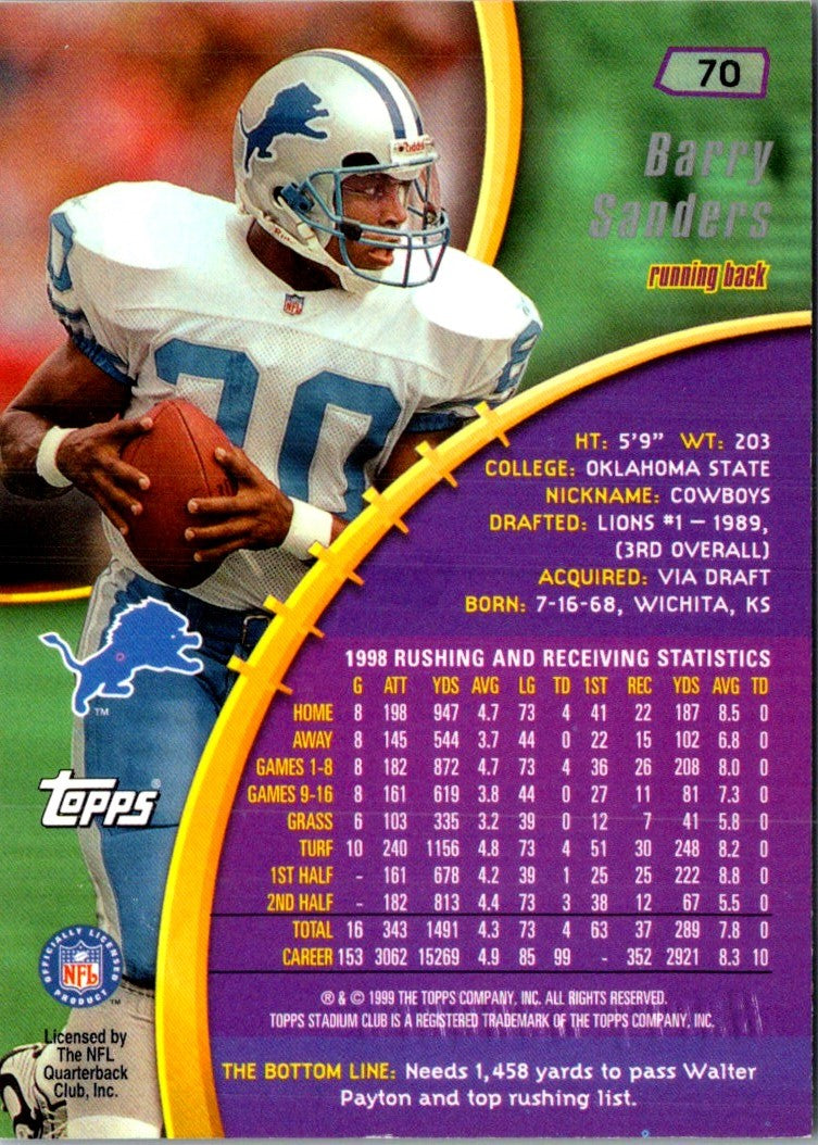 1999 Stadium Club Barry Sanders