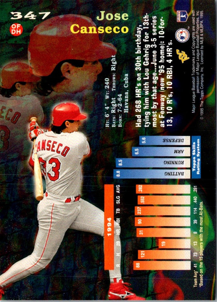 1995 Stadium Club Super Team World Series Jose Canseco