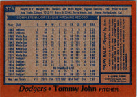 1978 Topps Tommy John #375