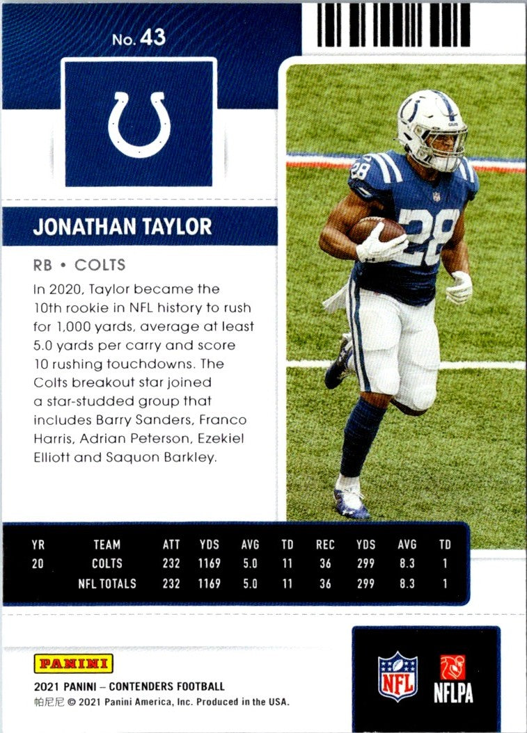 2021 Panini Contenders Jonathan Taylor