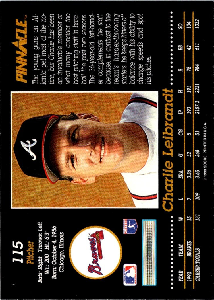 1993 Pinnacle Charlie Leibrandt